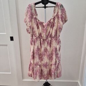 Torrid Pink and Cream Floral Mini Dress Size 3